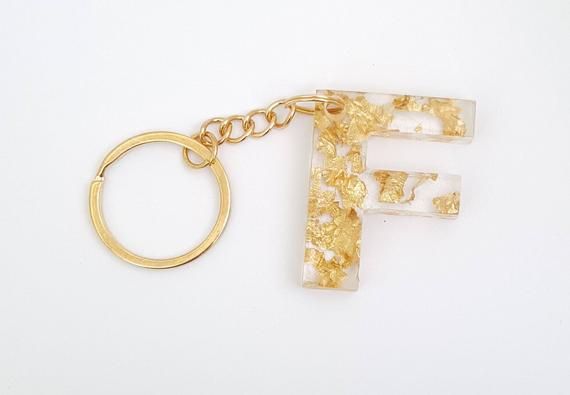 Dark Pink/Gold Leaf Letter Keychain - Made to any Letter of the
